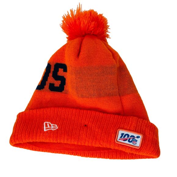 New‎ Era NFL Denver Broncos On Field Beanie Hat Pom Knit Cuffed Orange Mens OS - Picture 2 of 10